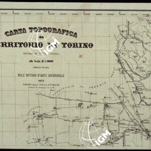 CARTA TOPOGRAFICA DEL TERRITORIO DEL COMUNE DI TORINO COMPILATA DA CIVICO UFFICIO D'ARTE ALLA SCALA DI 1:10.000 DIVISA IN SETTE FOGLI. EDITA NEL 1879 A SPESE DEL MUNICIPIO TORINO PRESSO L'EDITORE G.B. MAGGI PROVV.RE DI STAMPE DI S.M. - FOGLIO 1