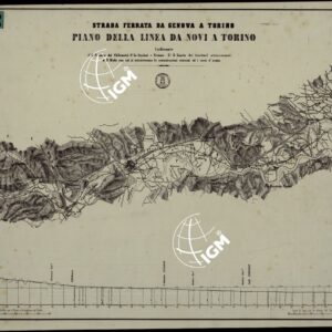 STRADA FERRATA DA GENOVA A TORINO PIANO DELLA LINEA DA NOVI A GENOVA INDICANTE 1°IL NUMERO, 2° LE STAZIONI E FERMATE 3° IL LIMITI DEI TERRERRITO ATTRAVERSATI 4° IL MODO IN CUI SI ATTRAVERSANO LE COMUNICAZIONI ESISTENTI ED I CORSI D'ACQUA.