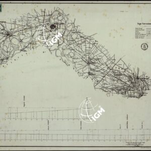 STRADA FERRATA DA GENOVA A TORINO PIANO DELLA LINEA DA NOVI A GENOVA INDICANTE 1°IL NUMERO, 2° LE STAZIONI E FERMATE 3° IL LIMITI DEI TERRERRITO ATTRAVERSATI 4° IL MODO IN CUI SI ATTRAVERSANO LE COMUNICAZIONI ESISTENTI ED I CORSI D'ACQUA.
