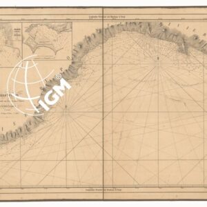CARTA IDROGRAFICA DEL LITTORALE DELLA LIGURIA E CONTADO DI NIZZA PRICIPANDO DAL FIUME DEL VARO SINO A QUELLO DELLA MAGRA IN PARTE SONDATA DAGLI UFFICIALI E PILOTI DELLA MARINA IN VARIE RIPRESE SOTTO LA DIREZIONE DEL VICE AMM.LIO  C. G. ALBINI. GENOVA.