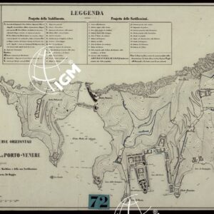 PIANO LIVELLATO ED A CURVE ORIZZONTALI DELLA PENISOLA DELLA CASTELLANA E DI PORTO-VENERE NEL GOLFO DELLA SPEZIA PER SERVIRE AL PROGETTO DI UN ARSENALE MILITARE MARITTIMO E DELLA SUA FORTIFICAZIONE ORDINATODA S.M. CON DECRETO 30 MAGGIO 1849 - Foglio 1