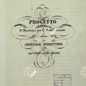 PIANO LIVELLATO ED A CURVE ORIZZONTALI DELLA PENISOLA DELLA CASTELLANA E DI PORTO-VENERE NEL GOLFO DELLA SPEZIA PER SERVIRE AL PROGETTO DI UN ARSENALE MILITARE MARITTIMO E DELLA SUA FORTIFICAZIONE ORDINATODA S.M. CON DECRETO 30 MAGGIO 1849 - LIBRETTO.