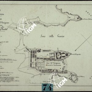 ARSENALE NEL GOLFO DELLA SPEZIA. PIANO GENERALE DEI SENI DELLE GRAZIE E DEL VARIGNANO DIMOSTRANTE LA POSIZIONE DELLE OPERE PROPOSTE NELLA RALAZIONE DEL SIG. RENDEL