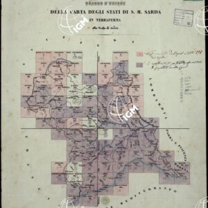 CARTA TOPOGRAFICA DEGLI STATI IN TERRAFERMA DI S.M. IL RE DI SARDEGNA ALLA SCALA DI 1A 50.000. OPERA DEL CORPO REALE DELLO STATO MAGGIORE - QUADRO D'UNIONE