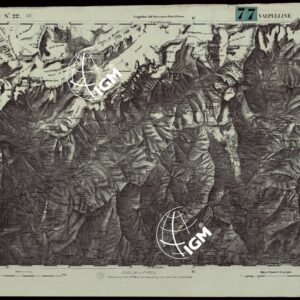 CARTA TOPOGRAFICA DEGLI STATI IN TERRAFERMA DI S.M. IL RE DI SARDEGNA ALLA SCALA DI 1A 50.000. OPERA DEL CORPO REALE DELLO STATO MAGGIORE - FOGLIO N.°22 VALPELLINE