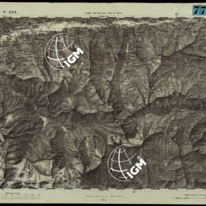 CARTA TOPOGRAFICA DEGLI STATI IN TERRAFERMA DI S.M. IL RE DI SARDEGNA ALLA SCALA DI 1A 50.000. OPERA DEL CORPO REALE DELLO STATO MAGGIORE - FOGLIO N.°XXX AOSTA