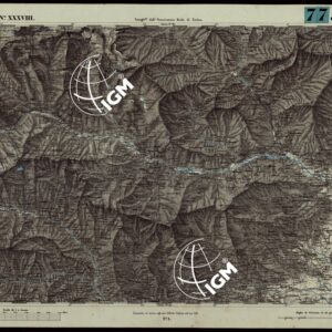 CARTA TOPOGRAFICA DEGLI STATI IN TERRAFERMA DI S.M. IL RE DI SARDEGNA ALLA SCALA DI 1A 50.000. OPERA DEL CORPO REALE DELLO STATO MAGGIORE - FOGLIO N.°XXXVIII CUORGNE