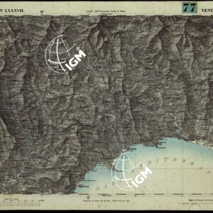 CARTA TOPOGRAFICA DEGLI STATI IN TERRAFERMA DI S.M. IL RE DI SARDEGNA ALLA SCALA DI 1A 50.000. OPERA DEL CORPO REALE DELLO STATO MAGGIORE - FOGLIO N.°LXXXVII  VENTIMIGLIA