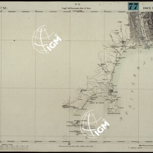 CARTA TOPOGRAFICA DEGLI STATI IN TERRAFERMA DI S.M. IL RE DI SARDEGNA ALLA SCALA DI 1A 50.000. OPERA DEL CORPO REALE DELLO STATO MAGGIORE - FOGLIO N.°XC FOCE DEL VARO
