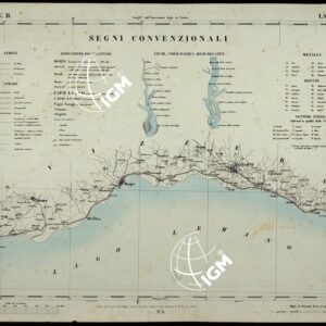 CARTA TOPOGRAFICA DEGLI STATI IN TERRAFERMA DI S.M. IL RE DI SARDEGNA ALLA SCALA DI 1A 50.000 OPERA DEL CORPO REALE DELLO STATO MAGGIORE RIVEDUTI E CORRETTI - SEGNI CONVENZIONALI