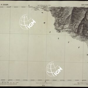 CARTA TOPOGRAFICA DEGLI STATI IN TERRAFERMA DI S.M. IL RE DI SARDEGNA ALLA SCALA DI 1A 50.000 OPERA DEL CORPO REALE DELLO STATO MAGGIORE RIVEDUTI E CORRETTI - FOGLIO N.° XXXIV LES ECHELLES