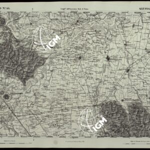 CARTA TOPOGRAFICA DEGLI STATI IN TERRAFERMA DI S.M. IL RE DI SARDEGNA ALLA SCALA DI 1A 50.000 OPERA DEL CORPO REALE DELLO STATO MAGGIORE RIVEDUTI E CORRETTI - FOGLIO N.° 55 ALESSANDRIA