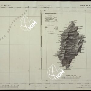 CARTA TOPOGRAFICA DEGLI STATI IN TERRAFERMA DI S.M. IL RE DI SARDEGNA ALLA SCALA DI 1A 50.000 OPERA DEL CORPO REALE DELLO STATO MAGGIORE  RIVEDUTI E CORRETTI - FOGLIO N.° LXXXIX  ISOLA DI CAPRAJA