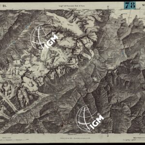 CARTA TOPOGRAFICA DEGLI STATI IN TERRAFERMA DI S.M. IL RE DI SARDEGNA ALLA SCALA DI 1.A 50.000. OPERA DEL CORPO REALE DELLO STATO MAGGIORE - FOGLIO N.°21.  MONTE BIANCO