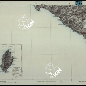 CARTA TOPOGRAFICA DEGLI STATI IN TERRAFERMA DI S.M. IL RE DI SARDEGNA ALLA SCALA DI 1.A 50.000. OPERA DEL CORPO REALE DELLO STATO MAGGIORE - FOGLIO N.°84.  SPEZIA + DOCUMENTO DI AGGIORNAMENTO UNICO