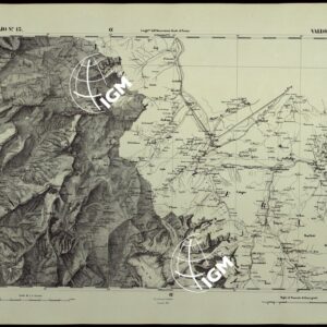 CARTA TOPOGRAFICA DEGLI STATI IN TERRAFERMA DI S.M. IL RE DI SARDEGNA ALLA SCALA DI 1.A 50.000. OPERA DEL CORPO REALE DELLO STATO MAGGIORE - FOGLIO N.°13.  VALLORCINE