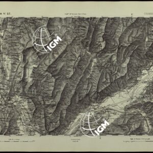 CARTA TOPOGRAFICA DEGLI STATI IN TERRAFERMA DI S.M. IL RE DI SARDEGNA ALLA SCALA DI 1.A 50.000. OPERA DEL CORPO REALE DELLO STATO MAGGIORE - FOGLIO N.°27.  CHAMBERY
