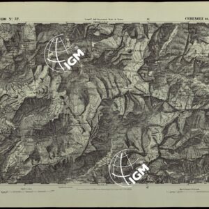 CARTA TOPOGRAFICA DEGLI STATI IN TERRAFERMA DI S.M. IL RE DI SARDEGNA ALLA SCALA DI 1.A 50.000. OPERA DEL CORPO REALE DELLO STATO MAGGIORE - FOGLIO N.°37.  CERESOLE REALE
