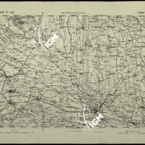 CARTA TOPOGRAFICA DEGLI STATI IN TERRAFERMA DI S.M. IL RE DI SARDEGNA ALLA SCALA DI 1.A 50.000. OPERA DEL CORPO REALE DELLO STATO MAGGIORE - FOGLIO N.°40.  VERCELLI
