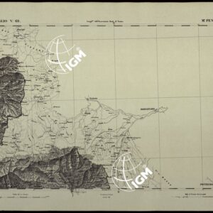 CARTA TOPOGRAFICA DEGLI STATI IN TERRAFERMA DI S.M. IL RE DI SARDEGNA ALLA SCALA DI 1.A 50.000. OPERA DEL CORPO REALE DELLO STATO MAGGIORE - FOGLIO N.°69.  MONTE PENNA