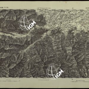 CARTA TOPOGRAFICA DEGLI STATI IN TERRAFERMA DI S.M. IL RE DI SARDEGNA ALLA SCALA DI 1.A 50.000. OPERA DEL CORPO REALE DELLO STATO MAGGIORE - FOGLIO N.°72.  CUNEO