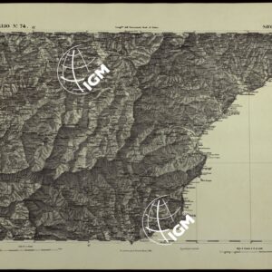 CARTA TOPOGRAFICA DEGLI STATI IN TERRAFERMA DI S.M. IL RE DI SARDEGNA ALLA SCALA DI 1.A 50.000. OPERA DEL CORPO REALE DELLO STATO MAGGIORE - FOGLIO N.°74. SAVONA