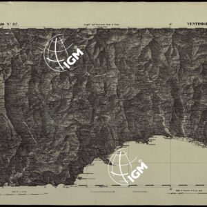 CARTA TOPOGRAFICA DEGLI STATI IN TERRAFERMA DI S.M. IL RE DI SARDEGNA ALLA SCALA DI 1.A 50.000. OPERA DEL CORPO REALE DELLO STATO MAGGIORE - FOGLIO N.°87. VENTIMIGLIA