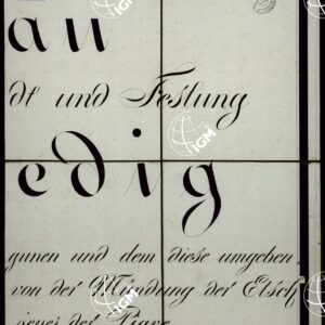 PLAN DER SEE-STADT ADT UND FESTUNG VENEDIG SAMMT HREN LAGUNEN UND DEM DIESE UMGEBEN DEN FESTEN LANDE VON DER MUNDUNG DER ETSCHRIS ZU JENER DER PIAVE. + CENNI SULLA COSTRUZIONE DELLA CARTA ANNO 1849 - FOGLIO 10 TITOLO