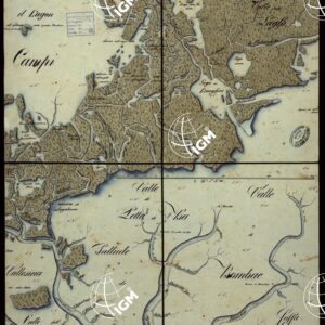 PLAN DER SEE-STADT ADT UND FESTUNG VENEDIG SAMMT HREN LAGUNEN UND DEM DIESE UMGEBEN DEN FESTEN LANDE VON DER MUNDUNG DER ETSCHRIS ZU JENER DER PIAVE. + CENNI SULLA COSTRUZIONE DELLA CARTA ANNO 1849 - FOGLIO 12