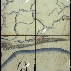PLAN DER SEE-STADT ADT UND FESTUNG VENEDIG SAMMT HREN LAGUNEN UND DEM DIESE UMGEBEN DEN FESTEN LANDE VON DER MUNDUNG DER ETSCHRIS ZU JENER DER PIAVE. + CENNI SULLA COSTRUZIONE DELLA CARTA ANNO 1849 - FOGLIO 14