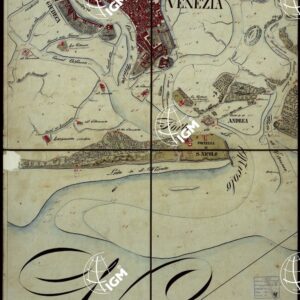 PLAN DER SEE-STADT ADT UND FESTUNG VENEDIG SAMMT HREN LAGUNEN UND DEM DIESE UMGEBEN DEN FESTEN LANDE VON DER MUNDUNG DER ETSCHRIS ZU JENER DER PIAVE. + CENNI SULLA COSTRUZIONE DELLA CARTA ANNO 1849 - FOGLIO 15