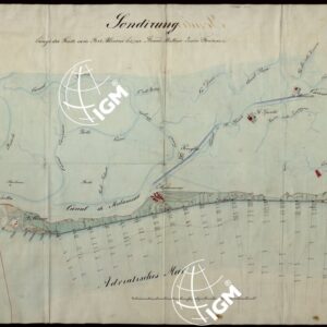 PLAN DER SEE-STADT ADT UND FESTUNG VENEDIG SAMMT HREN LAGUNEN UND DEM DIESE UMGEBEN DEN FESTEN LANDE VON DER MUNDUNG DER ETSCHRIS ZU JENER DER PIAVE. + CENNI SULLA COSTRUZIONE DELLA CARTA ANNO 1849