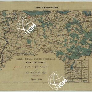 CARTA DELLA PARTE CENTRALE DELL'ALTA ITALIA AUTOGRAFATA NELL'UFFICIO TOPOGRAFICO DEL CORPO REALE DELLO STATO MAGGIORE TORINO 1859 - FOG.C.VI QUADRO D'UNIONE