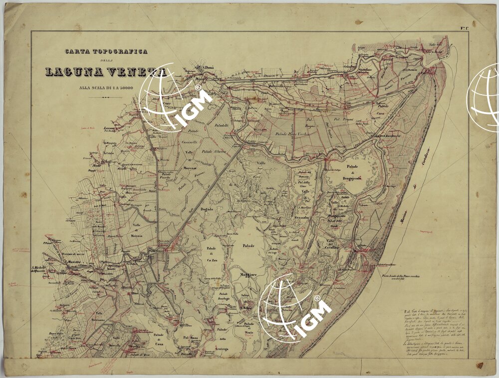 CARTA TOPOGRAFICA DELLA LAGUNA VENETA ALLA DI 1 A 50.000 - FOGLIO 1