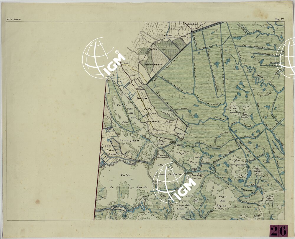 CARTA TOPOGRAFICA DELLA LAGUNA DI VENEZIA SCALA DI 1 A 20.000 - FOG. 12 VALLE AVERTO