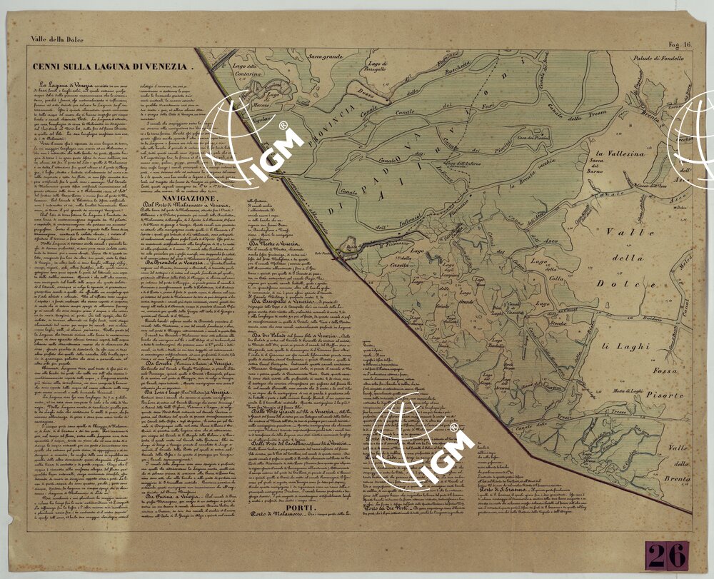 CARTA TOPOGRAFICA DELLA LAGUNA DI VENEZIA SCALA DI 1 A 20.000 - FOG. 16 VALLE DELLA DOLCE