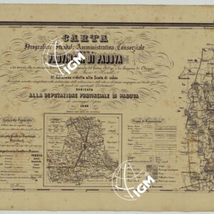 CARTA IDROGRAFICA STRADALE AMMINISTRATIVA CONSORZIALE DELLA PROVINCIA DI PADOVA E DEI TERRENI CHE SI ESTENDANO FINO ALLA SINISTRA SPONDA DEL FIUME ADIGE E LA LAGUNA DI CHIOGGIA. II EDIZIONE RIDOTTA ALLA SCALA DI 1 50.000. - QUADRO D'UNIONE TAVOLA 1