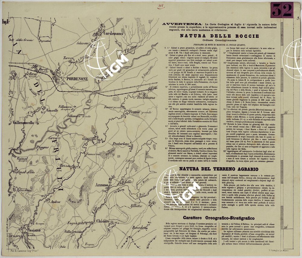 TOPOGRAFIA DELLA PROVINCIA DI TREVISO PER OPERA DELL'ING. ARCH. CIV. D'AGOSTINO CASSINIS MEDIANTE LA FOTOGRAFIA DALLA CARTE DELL'ISTITUTO GEOG. MILIT. DI VIENNA TRADOTTA IN SCALA DI 1 43,200 E RETTIFICATA SECONDO LE VARIAZIONI AVVENUTE FINO AL 1876.
