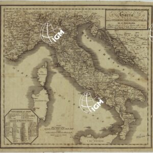 CARTA DELLE STAZIONI MILITARI IN ITALIA ED IN DALMAZIA FATTA PER ORDINE DI S.E. IL MINISTRO DELLA GUERRA PUBBLICATA DAL DEPOSITO G.LE DELLA GUERRA NEL 1803 RETTIFICATA NELLE DISTANZE, ED ACCRESCIUTA NEL 1806.