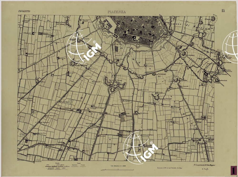 Valle del Po - Piacenza, Cremona, Pizzighettone - Tavola 15 - Piacenza