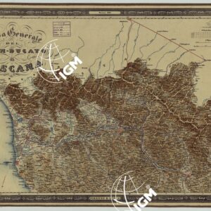 CARTA GENERALE DEL GRANDUCATO DI TOSCANA PROPRIETA' DELLA LIT. MILITARE - FOGLIO NORD.