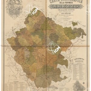 CARTA COROGRAFICA DELLA PROVINCIA DI AREZZO NELLA PROPORZIONE DI 1:100.000. COMPILATA DAL DOTT. ING. ORESTE BENNARDINI NELL'ANNO 1871. PER COMMISSIONE DELLA DEPUTAZIONE PROVINCIALE STAB. LIT. G. THUMB, BOLOGNA.