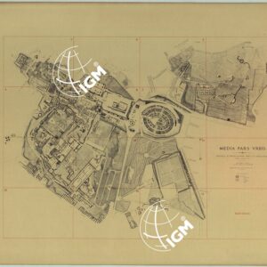 R. ACCADEMIA DEI LINCEI. PROF. VINCENZO REINA MEDIA PARS VRBIS RILIEVO PLANIMETRICO ED ALTIMETRICO ESEGUITO DAGLI ALLIEVI DELLA SCUOLA D'APPLICAZIONE PER GLI INGEGNERI IN ROMA COLLA GUIDA DEL PROF. U. BARBIERI DELL'ING. C. CASSINIS. ROMA.