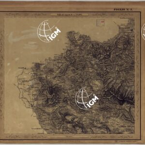 CARTA DELLE PROVINCIE NAPOLETANE IN 25 FOGLI COL PROCEDIMENTO DEL GENERALE AVET ALLA SCALA DI 1 250.000 PUBBLICATA DALL'ISTITUTO TOPOGRAFICO MILITARE 1874 - FOGLIO I.