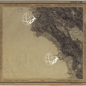 CARTA DELLE PROVINCIE NAPOLETANE IN 25 FOGLI COL PROCEDIMENTO DEL GENERALE AVET ALLA SCALA DI 1 250.000 PUBBLICATA DALL'ISTITUTO TOPOGRAFICO MILITARE 1874 - FOGLIO III.