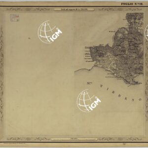 CARTA DELLE PROVINCIE NAPOLETANE IN 25 FOGLI COL PROCEDIMENTO DEL GENERALE AVET ALLA SCALA DI 1 250.000 PUBBLICATA DALL'ISTITUTO TOPOGRAFICO MILITARE 1874 - FOGLIO VII.
