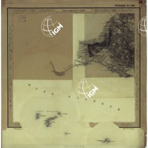 CARTA DELLE PROVINCIE NAPOLETANE IN 25 FOGLI COL PROCEDIMENTO DEL GENERALE AVET ALLA SCALA DI 1 250.000 PUBBLICATA DALL'ISTITUTO TOPOGRAFICO MILITARE 1874 - FOGLIO VII.