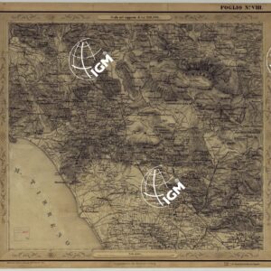 CARTA DELLE PROVINCIE NAPOLETANE IN 25 FOGLI COL PROCEDIMENTO DEL GENERALE AVET ALLA SCALA DI 1 250.000 PUBBLICATA DALL'ISTITUTO TOPOGRAFICO MILITARE 1874 - FOGLIO VIII.