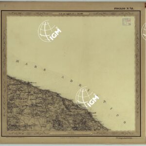 CARTA DELLE PROVINCIE NAPOLETANE IN 25 FOGLI COL PROCEDIMENTO DEL GENERALE AVET ALLA SCALA DI 1 250.000 PUBBLICATA DALL'ISTITUTO TOPOGRAFICO MILITARE 1874 - FOGLIO XI.