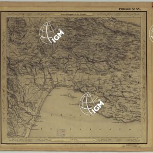 CARTA DELLE PROVINCIE NAPOLETANE IN 25 FOGLI COL PROCEDIMENTO DEL GENERALE AVET ALLA SCALA DI 1 250.000 PUBBLICATA DALL'ISTITUTO TOPOGRAFICO MILITARE 1874 - FOGLIO XV.